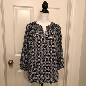 NWT Danna Buchman 3/4 sleeve printed blouse size L
